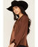 Shyanne Women's Washed Satin Tunic Blouse , Medium Brown, hi-res