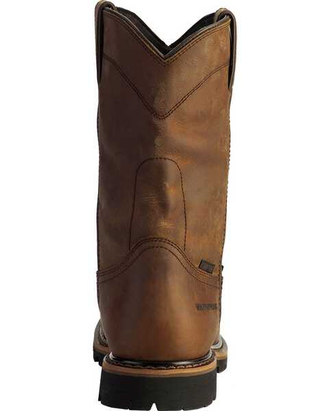 Image #7 - Justin Men's Wyoming Waterproof Internal Met Guard Pull-On Work Boots, Brown, hi-res
