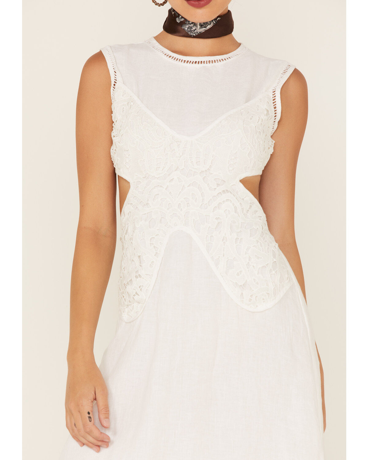 Image #4 - Maia Bergman Women's Kali Butterfly Lace Midi Dress, White, hi-res