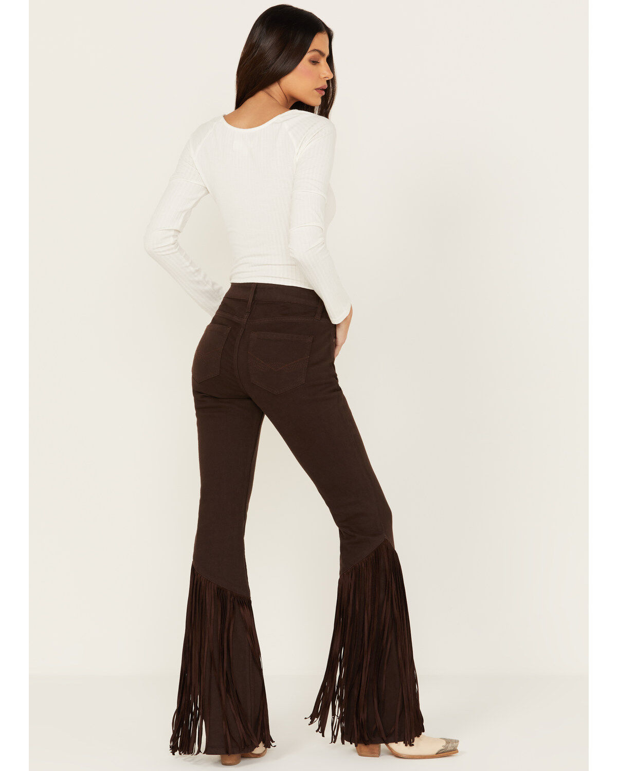 Image #3 - Idyllwind Women's Coffee Bean Mid Rise Rebel Fringe Bootcut Jeans, Dark Brown, hi-res