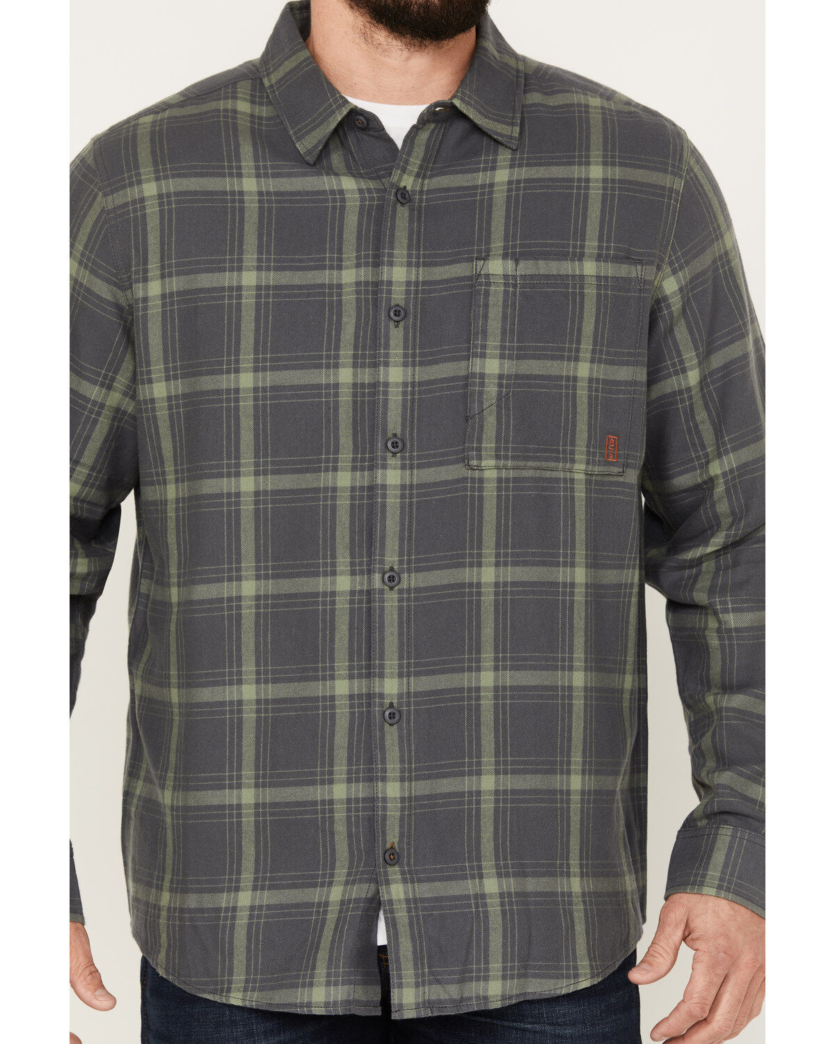 Image #3 - Brothers and Sons Men's Casual Plaid Print Long Sleeve Button-Down Western Flannel Shirt, Charcoal, hi-res