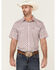 Panhandle Select Men's Small Geo Print Short Sleeve Snap Western Shirt , Red, hi-res