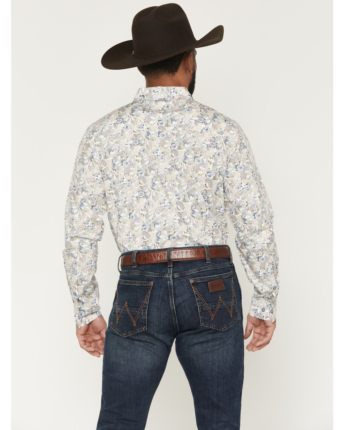Image #4 - Gibson Trading Co Men's Wall Flower Paisley Print Long Sleeve Button-Down Western Shirt, White, hi-res