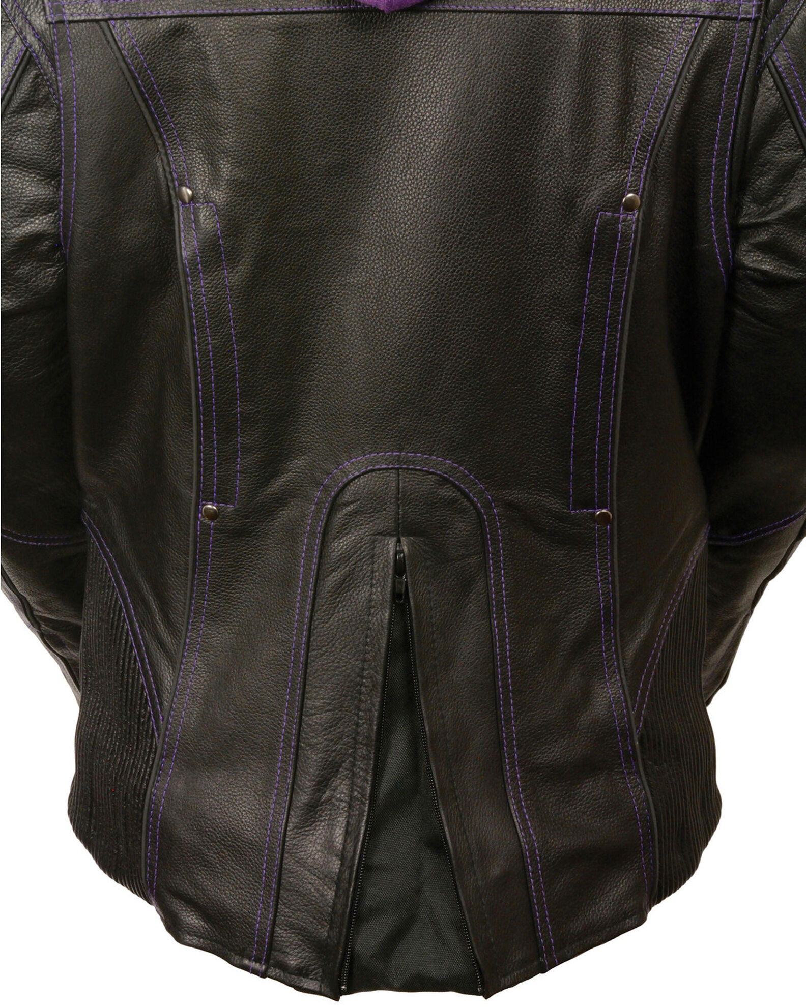 Image #4 - Milwaukee Leather Women's 3/4 Leather Jacket With Reflective Tribal Detail, Black/purple, hi-res