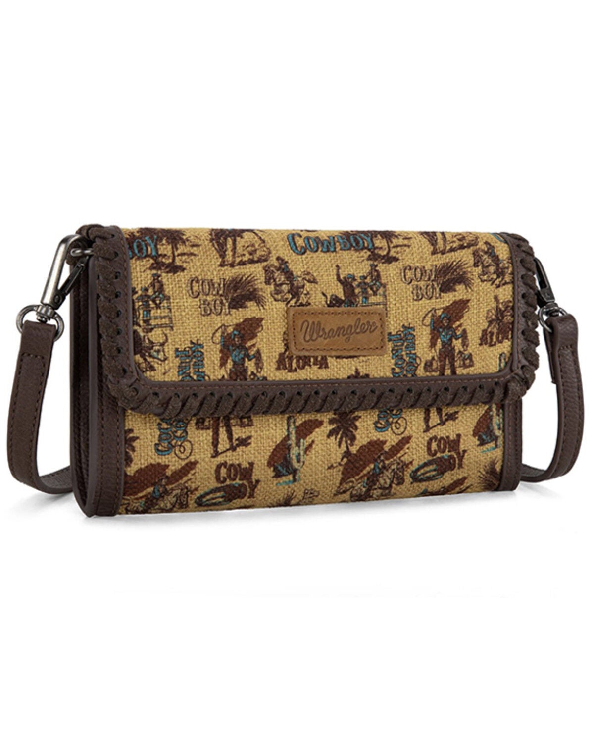 Image #2 - Wrangler Women's Vintage Cowboy Cool Print Crossbody Bag, Dark Yellow, hi-res