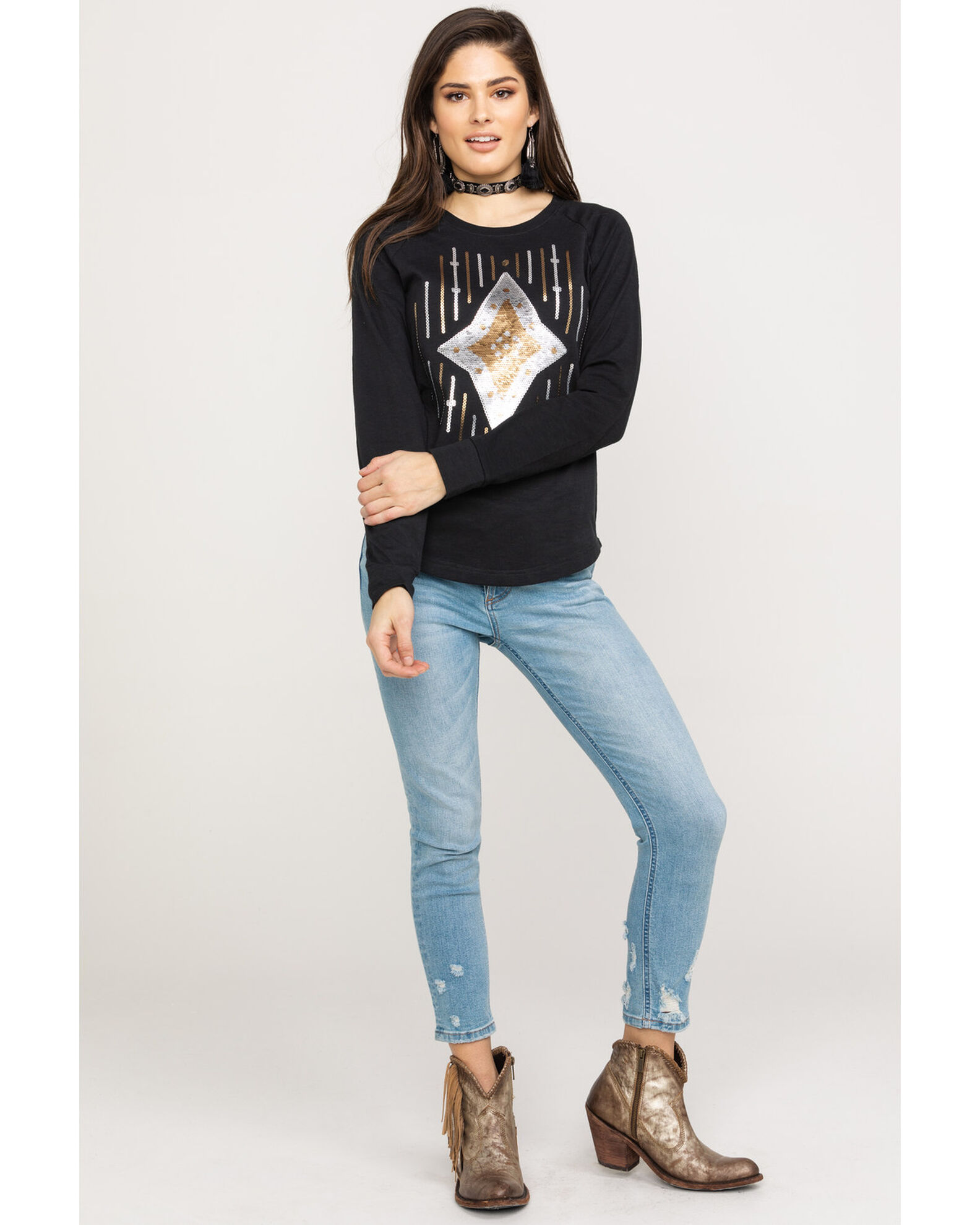 Image #6 - Ariat Women's Ace of Diamonds Shirt, Black, hi-res