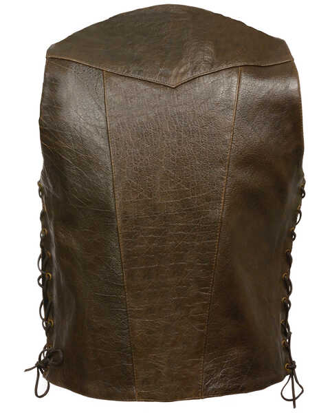 Image #2 - Milwaukee Leather Men's Retro 10 Pocket Side Lace Vest - XBig, Brown, hi-res