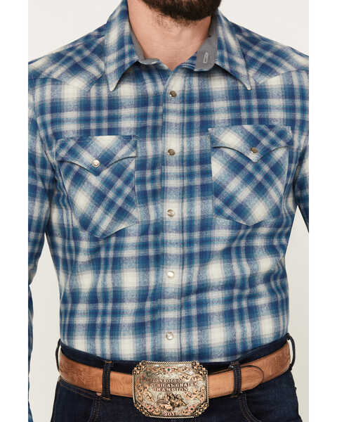 Image #3 - Pendleton Men's Canyon Plaid Print Long Sleeve Western Snap Shirt, Blue, hi-res