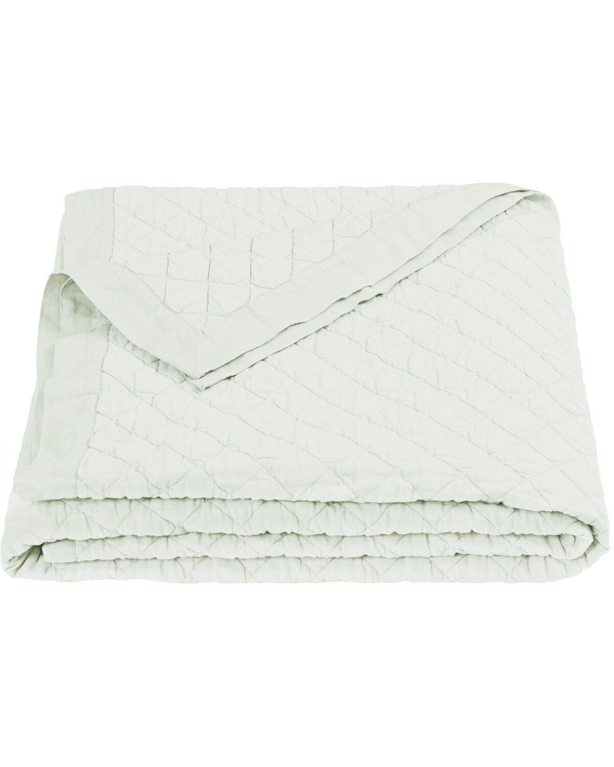HiEnd Accents Diamond Pattern Seafoam Linen Full/Queen Quilt, Green, hi-res
