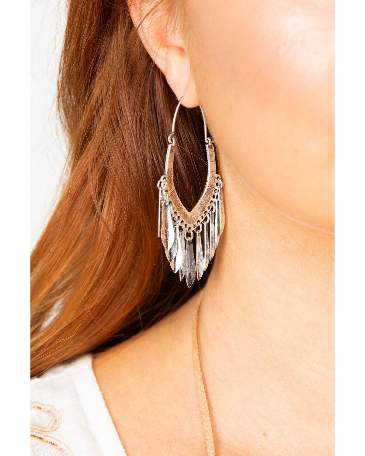 Image #3 - Idyllwind Women's Rodeo Rebel Fringe Hoop Earrings, Silver, hi-res
