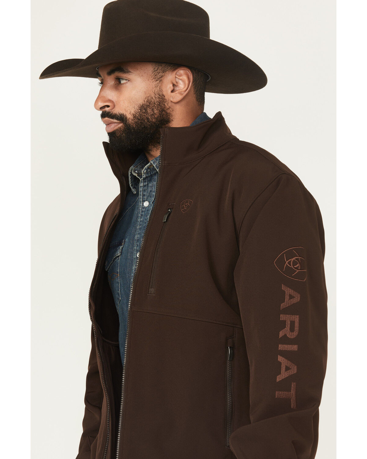 Image #2 - Ariat Men's Solid Concealed Carry Softshell Jacket, Chocolate, hi-res
