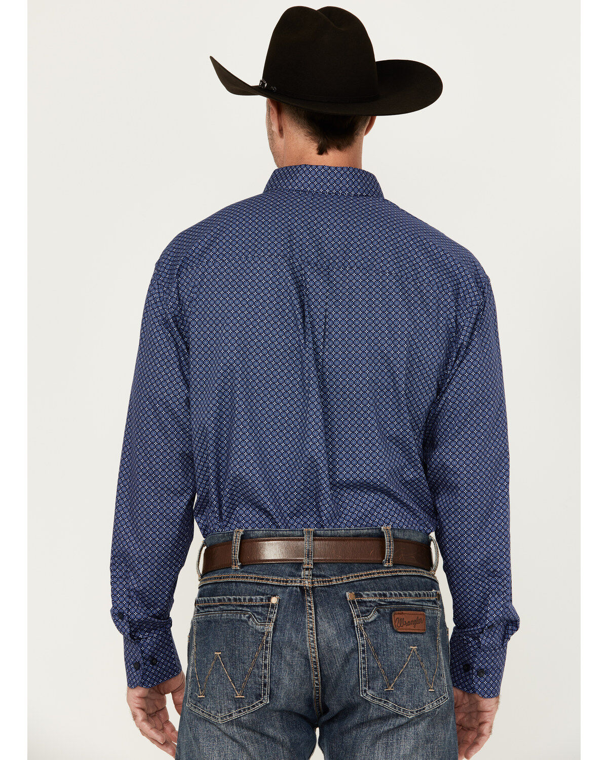 Image #4 - George Strait by Wrangler Men's Geo Print Long Sleeve Button-Down Western Shirt - Big, Dark Blue, hi-res