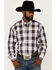 Image #1 - Roper Men's Liberty Bell Large Plaid Print Long Sleeve Button-Down Western Shirt, Blue, hi-res