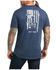 Ariat Men's Rebar American Outdoors Flag Graphic Short Sleeve Work Pocket T-Shirt , Heather Blue, hi-res