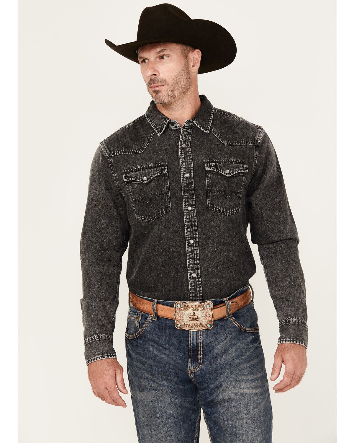 Kimes Ranch Men's Boot Barn Exclusive Durango Long Sleeve Snap Western Shirt, Black, hi-res