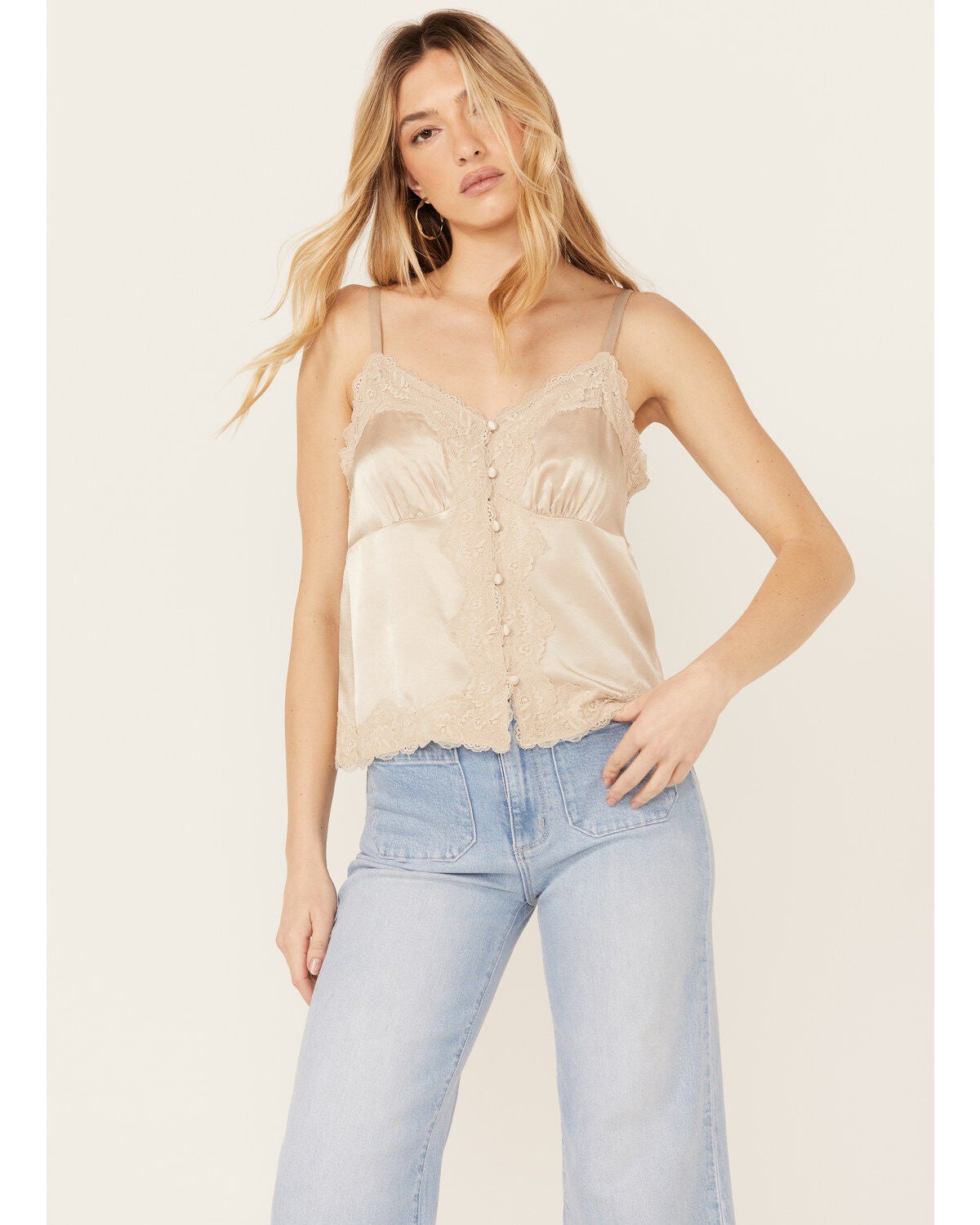 Product Name:  Shyanne Shyanne Women's Lace Trim Satin Cami