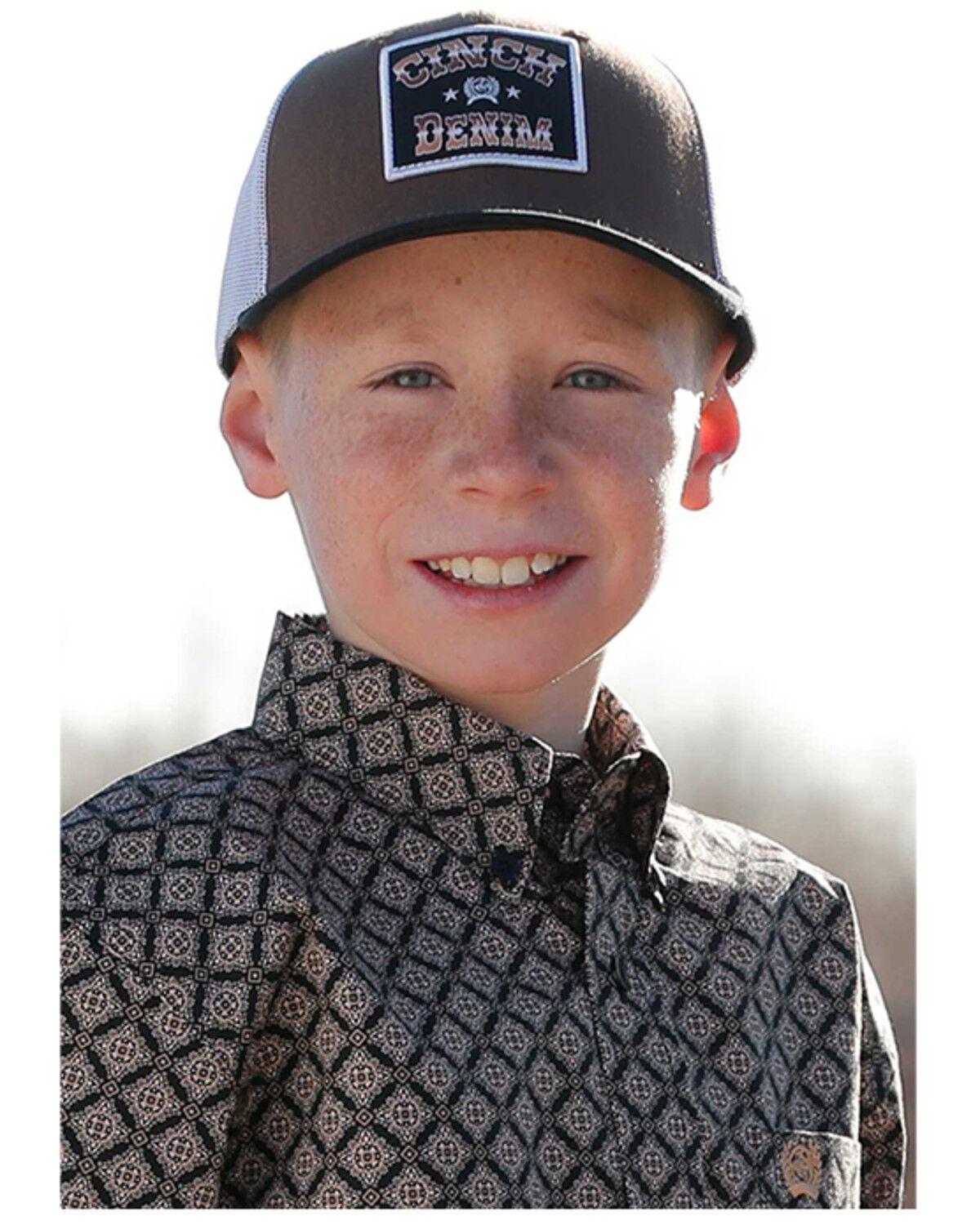 Image #1 - Cinch Boys' Logo Ball Cap, Brown, hi-res