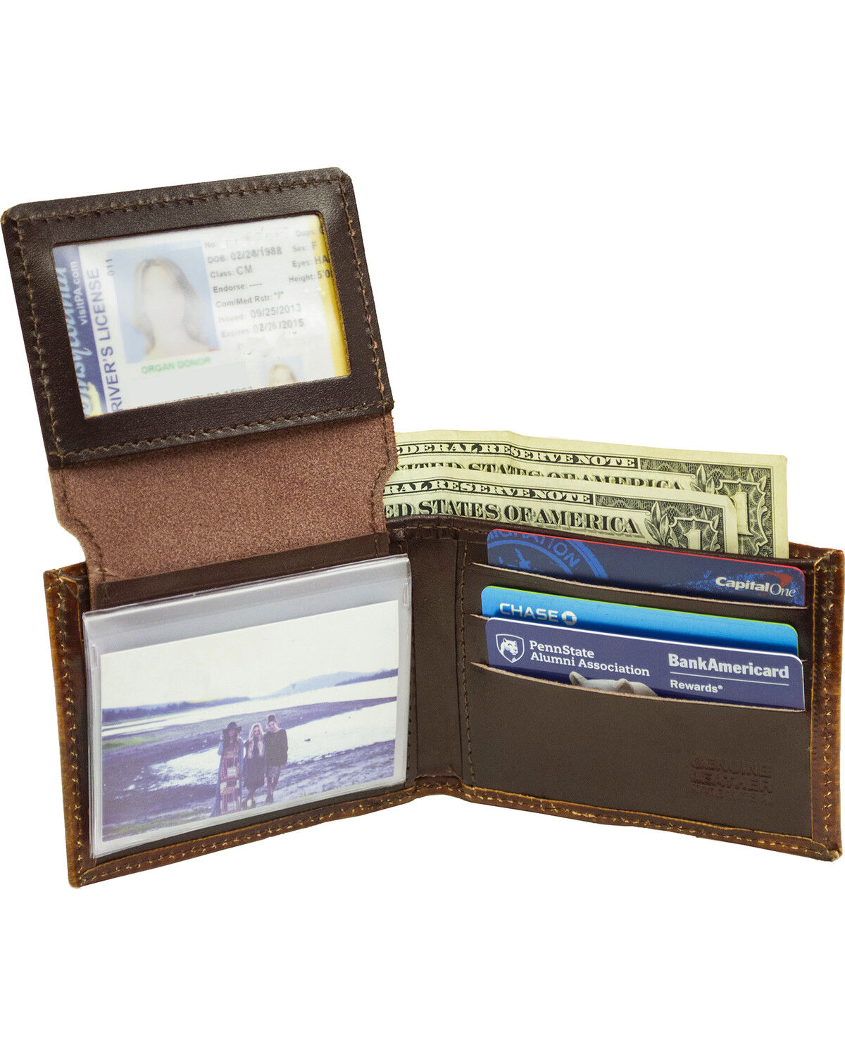 Image #2 - Western Express Horses Leather Billfold Wallet, Brown, hi-res