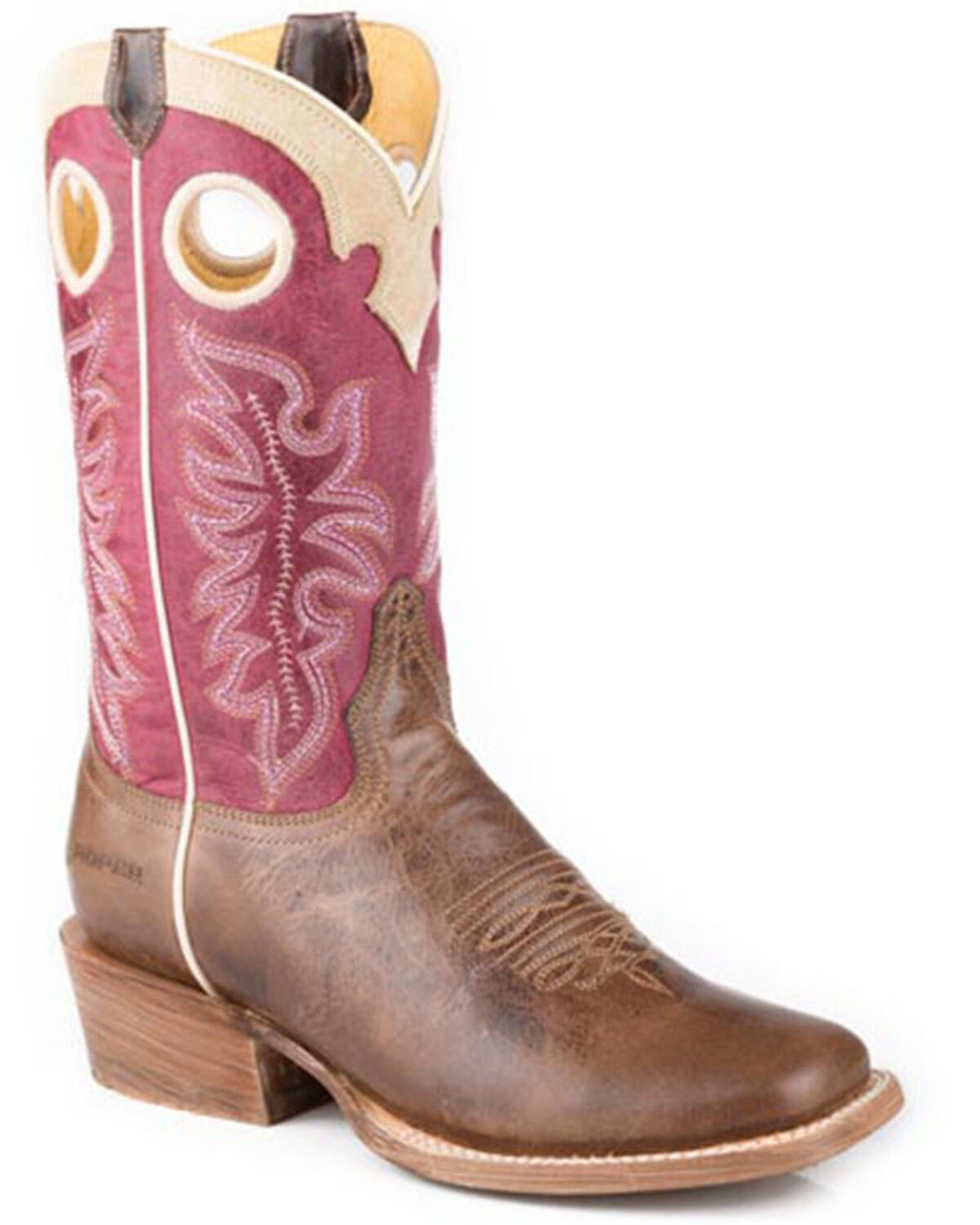Roper Women's Ride 'Em Cowgirl Western Boots - Broad Square Toe, Brown, hi-res