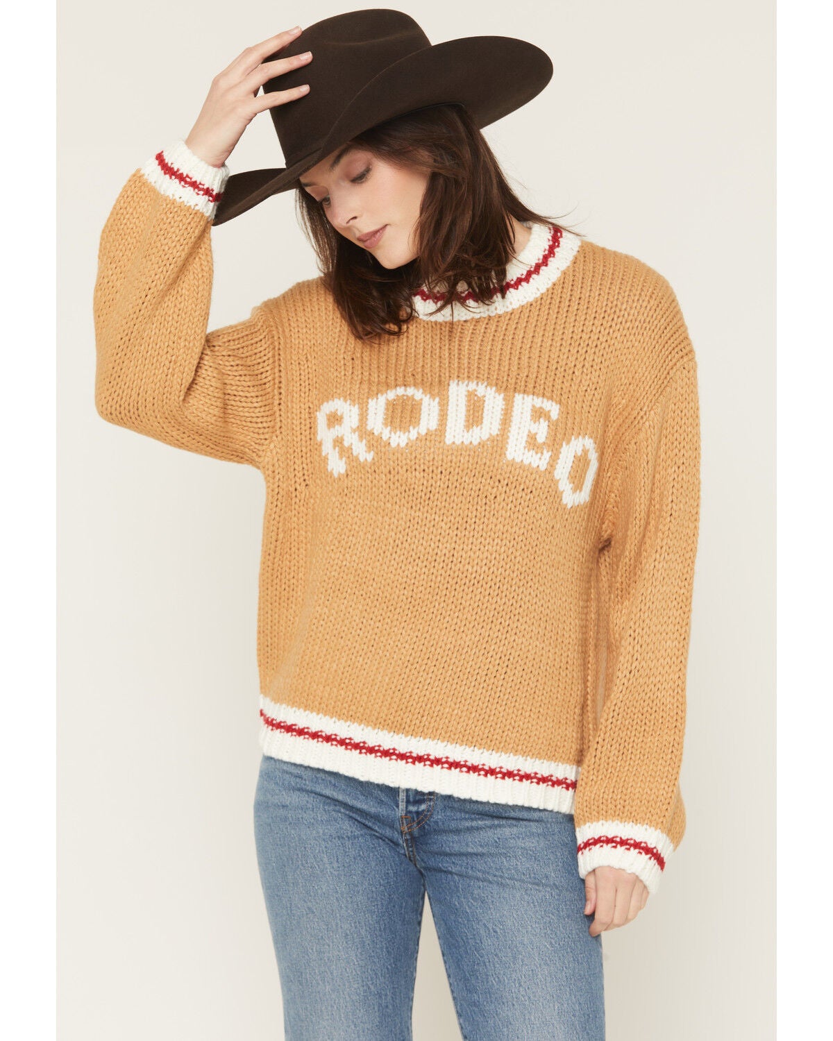 Baevely Women's Rodeo Sweater, Camel, hi-res