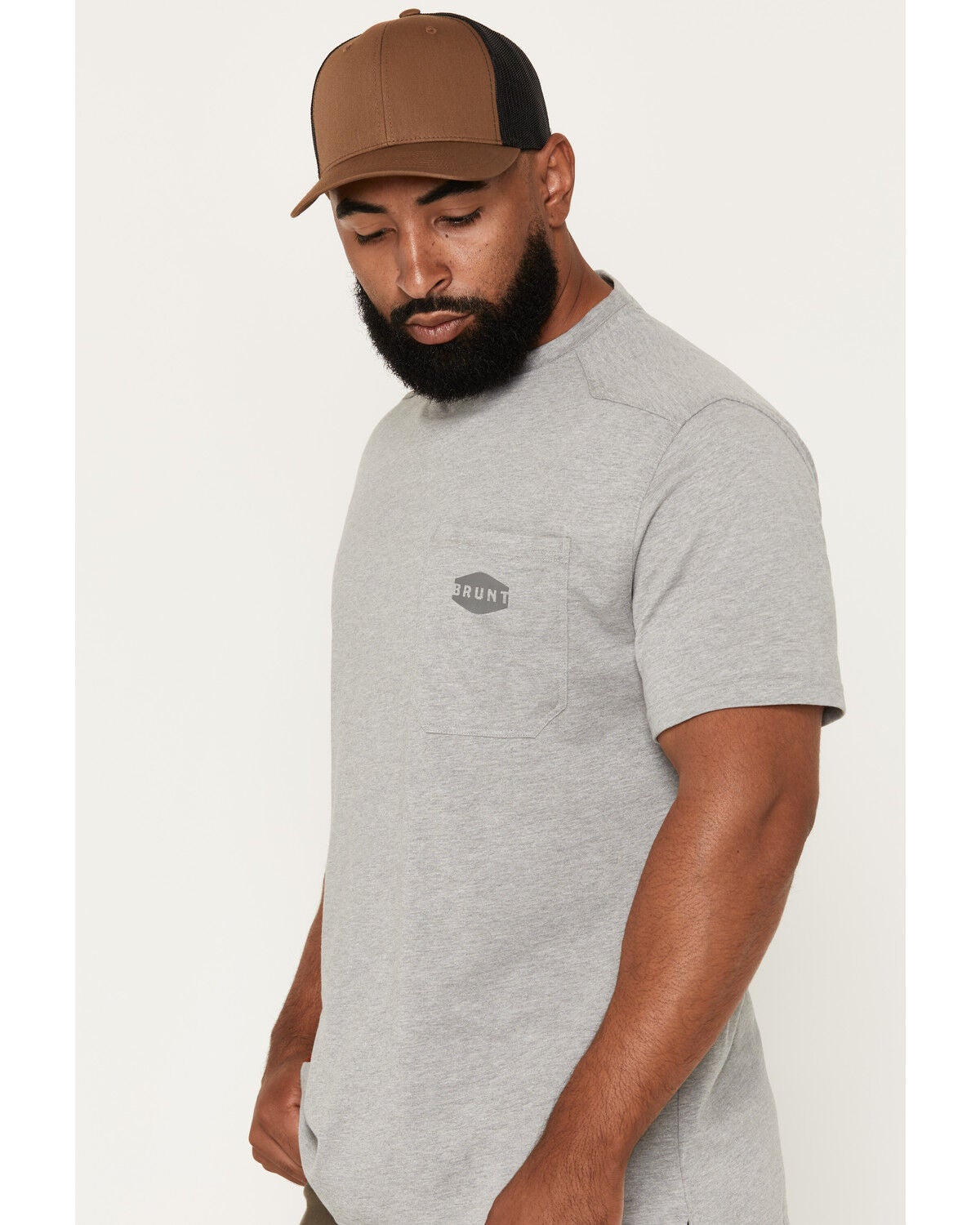 Image #2 - Brunt Workwear Men's Martin Pocket Short Sleeve Work T-Shirt, Heather Grey, hi-res