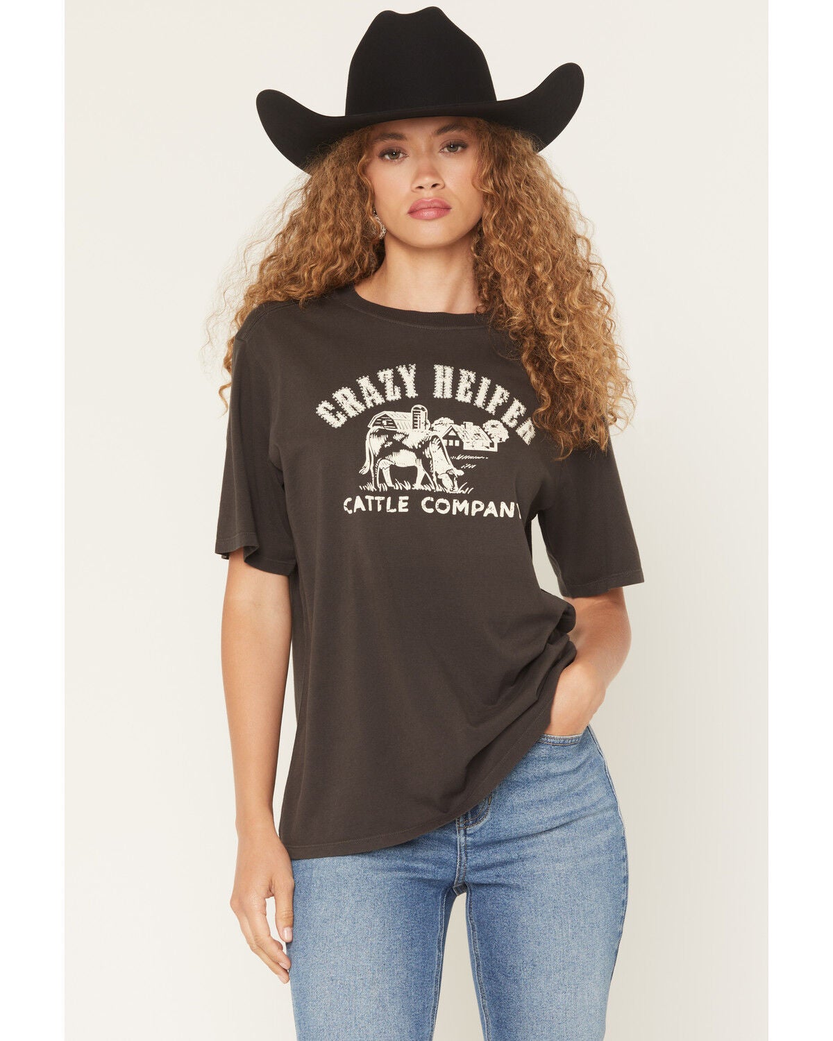 Idyllwind Women's Crazy Heifer Short Sleeve Boyfriend Graphic Tee, Black, hi-res