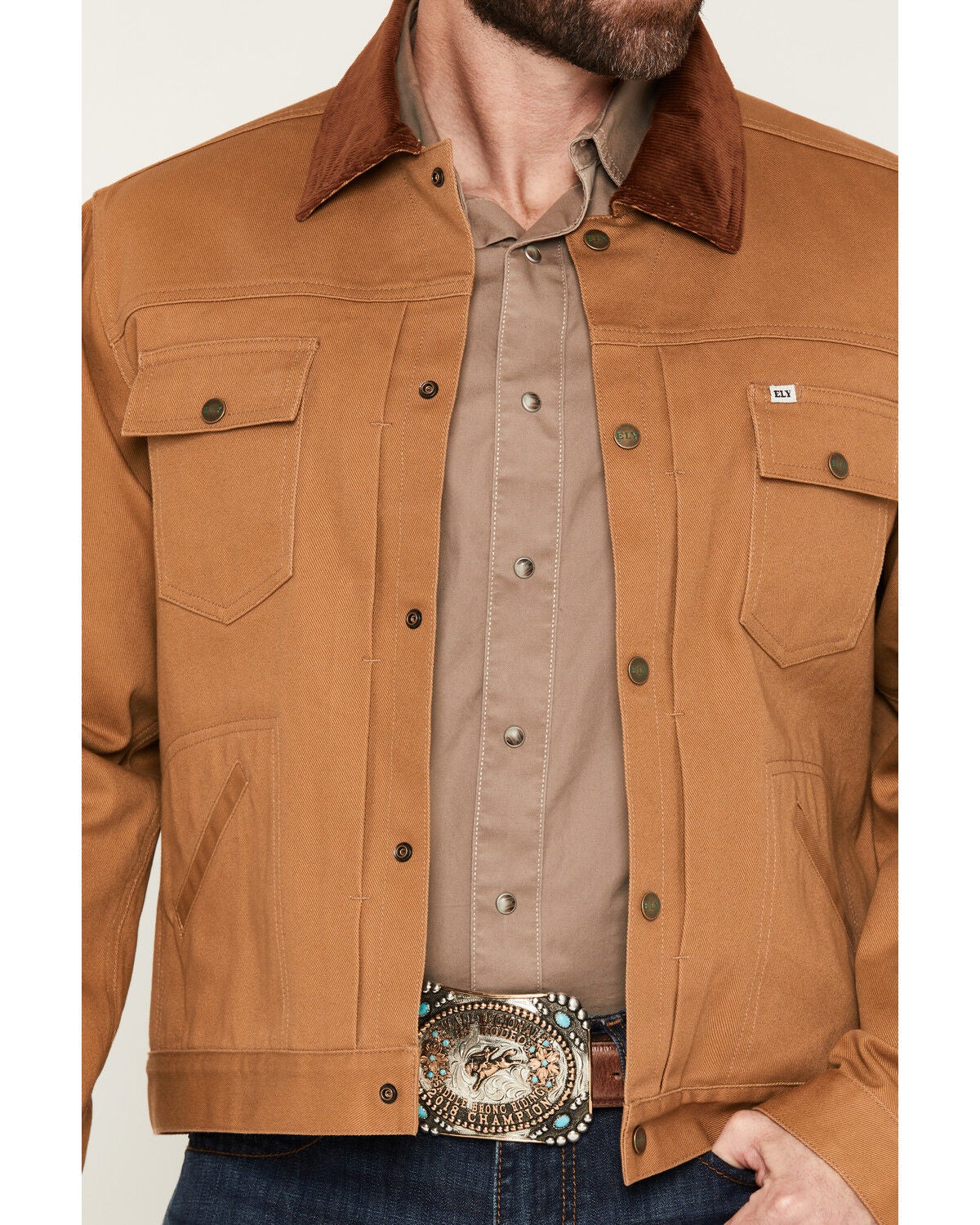 Image #3 - Ely Walker Men's Unlined Canvas Trucker Jacket, Tan, hi-res