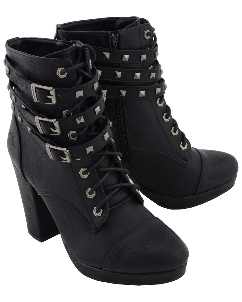 black studded booties low heel