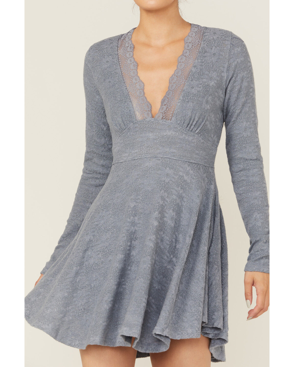 Image #3 - Free People Women's All Yours Long Sleeve Mini Dress, Light Blue, hi-res