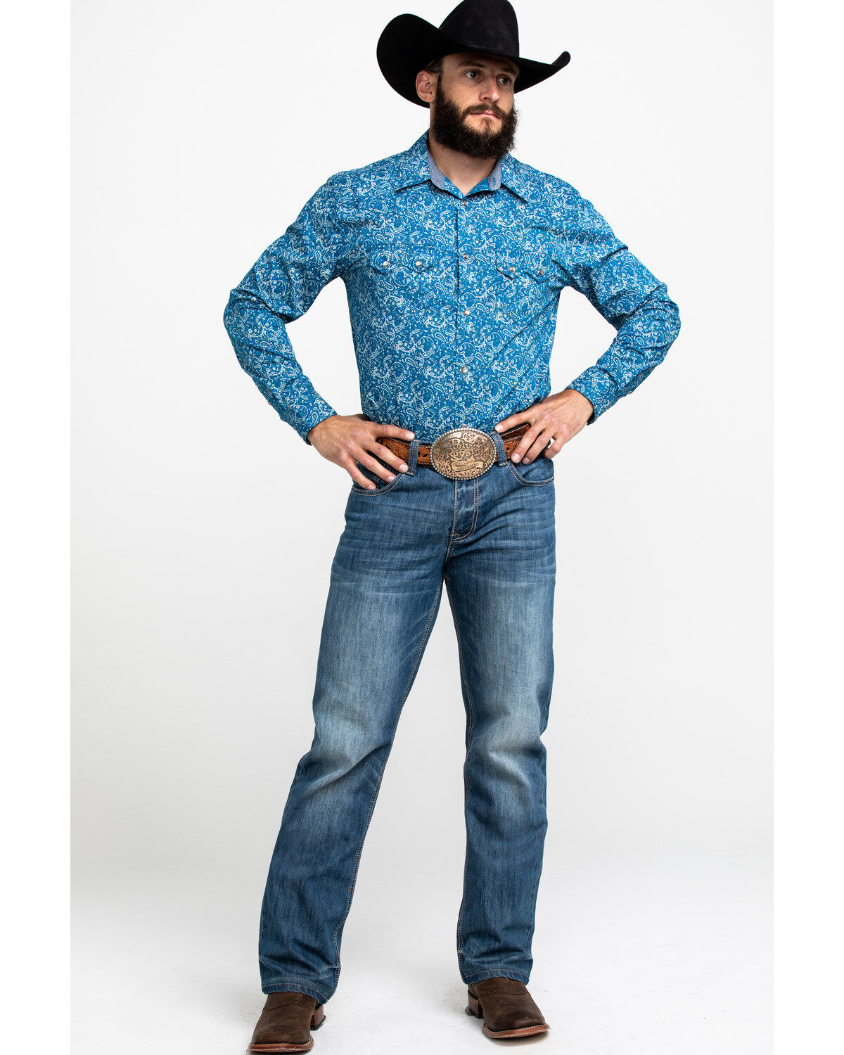 Image #6 - Cody James Men's Blue Paisley Print Western Shirt, , hi-res