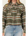 Image #3 - Cleo + Wolf Women's Corrie Plaid Print Embroidered Long Sleeve Snap Cropped Shirt, Dark Green, hi-res
