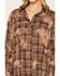 Image #3 - Cleo + Wolf Women's Rhinestone Distressed Plaid Print Long Sleeve Pearl Snap Flannel Shirt, Brown, hi-res