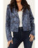 Image #3 - Idyllwind Women's Banbury Printed Faux Suede Moto Jacket, Steel Blue, hi-res