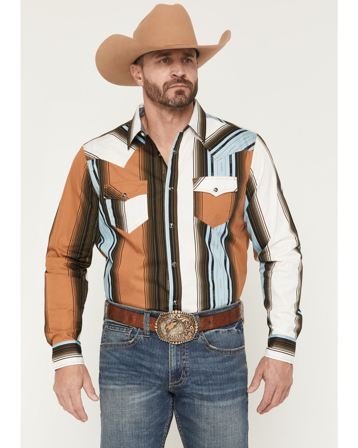 Cody James Men's Barrett Striped Long Sleeve Snap Western Shirt, Multi, hi-res