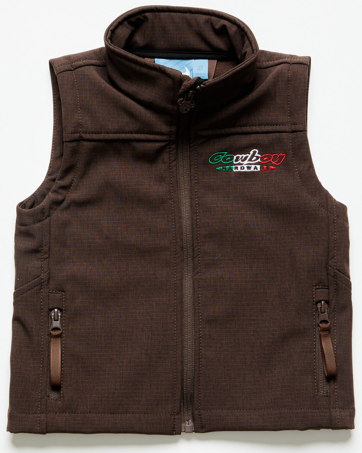 Image #2 - Cowboy Hardware Toddler Boys' Hecho en Mexico Softshell Vest, Brown, hi-res