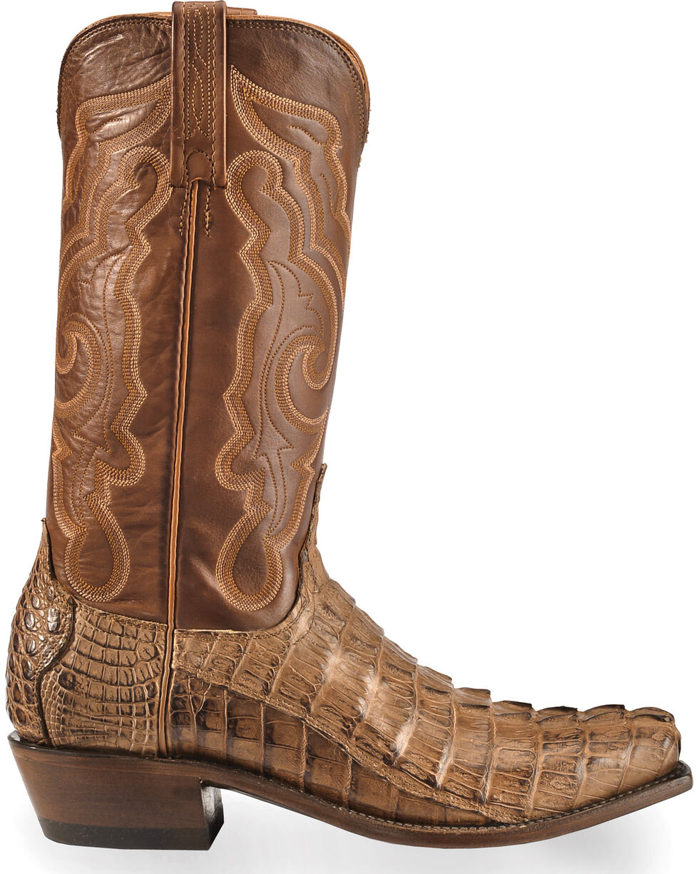 Lucchese Mens Handmade Franklin Hornback Caiman Tail Western Boot Snip Toe