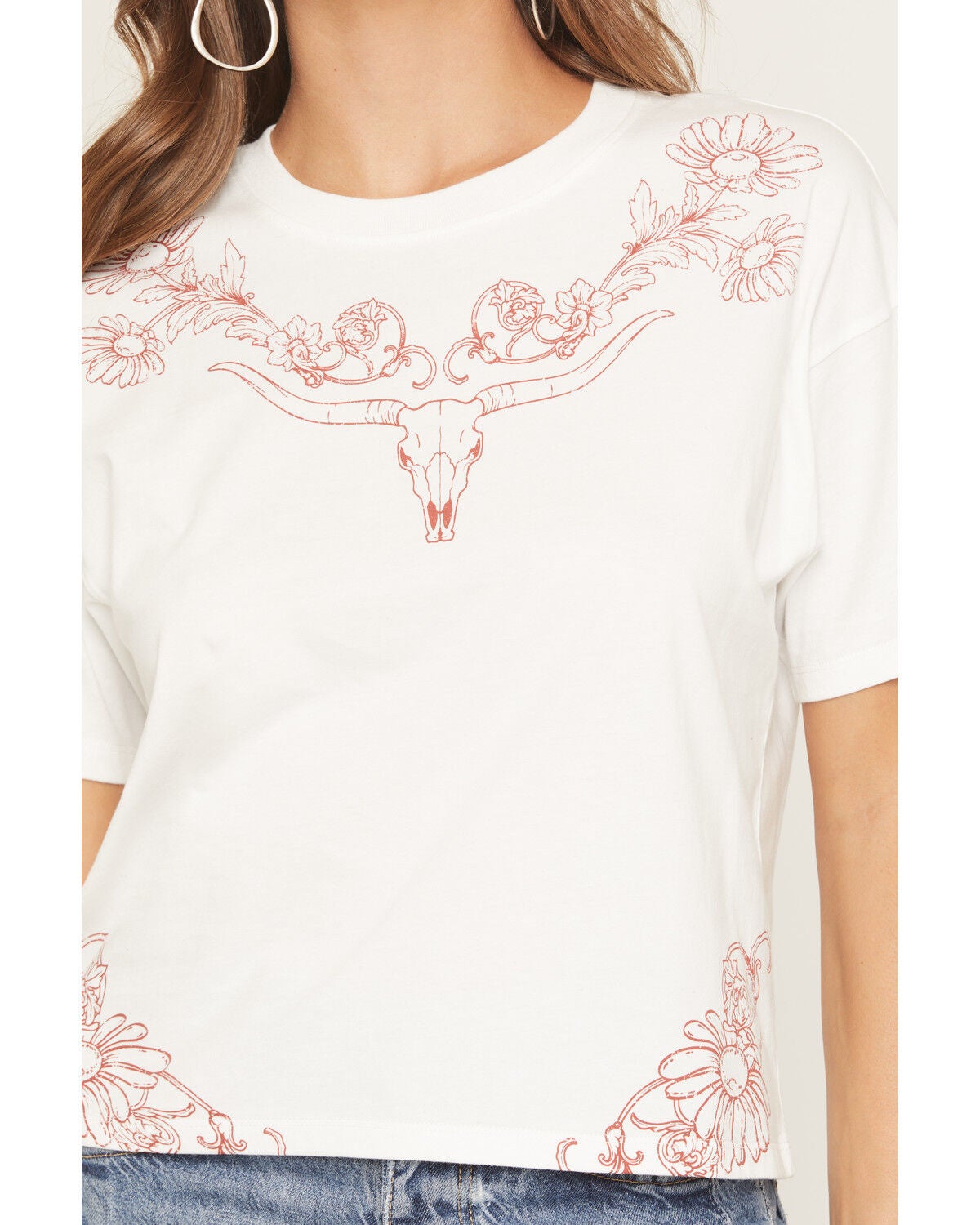 Image #3 - Youth in Revolt Women's Steerheard Floral Short Sleeve Graphic Tee, Cream, hi-res