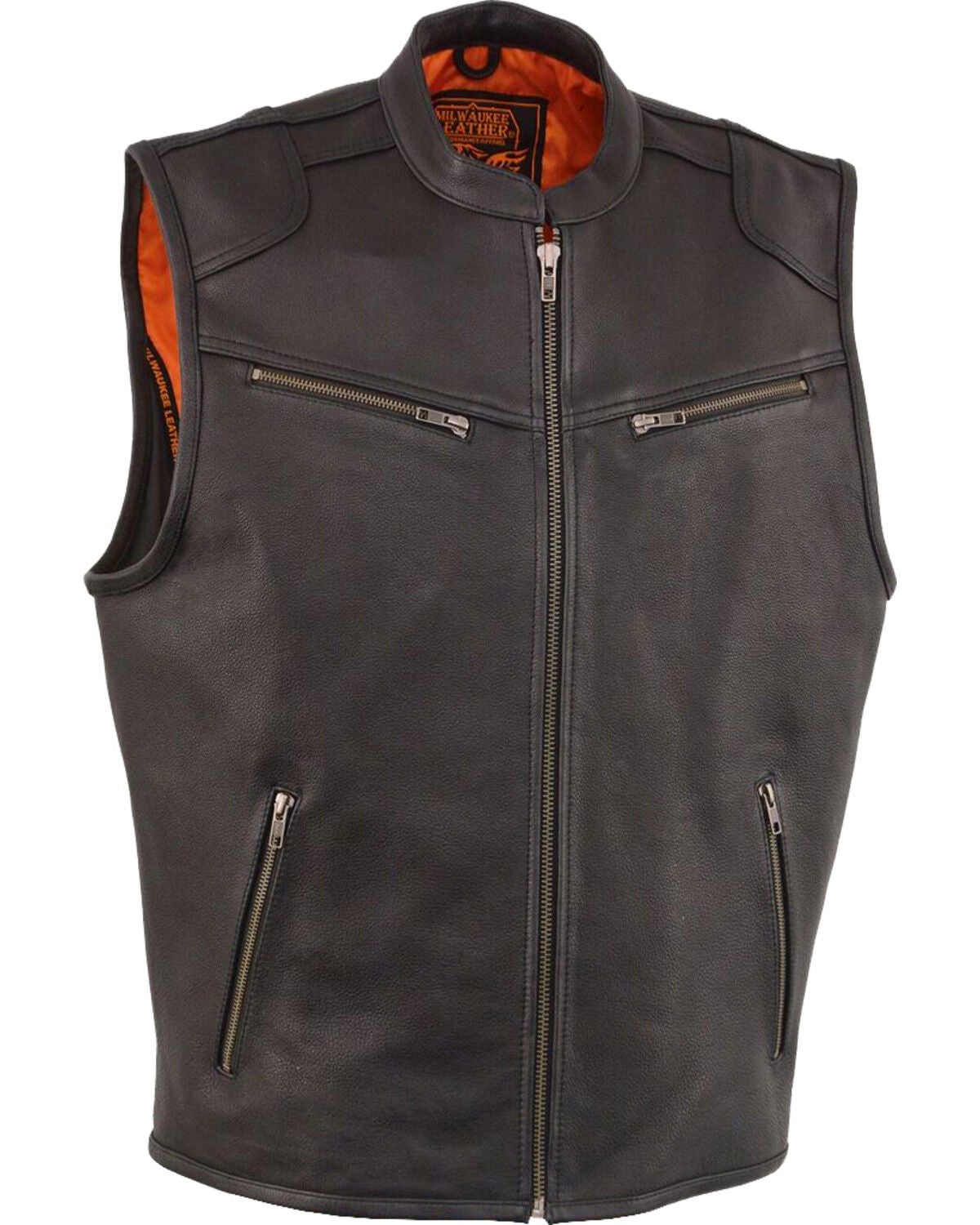 Milwaukee Leather Men's Cool Tec Leather Vest - Big 3X, Black, hi-res