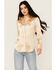 Image #1 - Scully Women's Fringe Long Sleeve Snap Western Shirt, Tan, hi-res