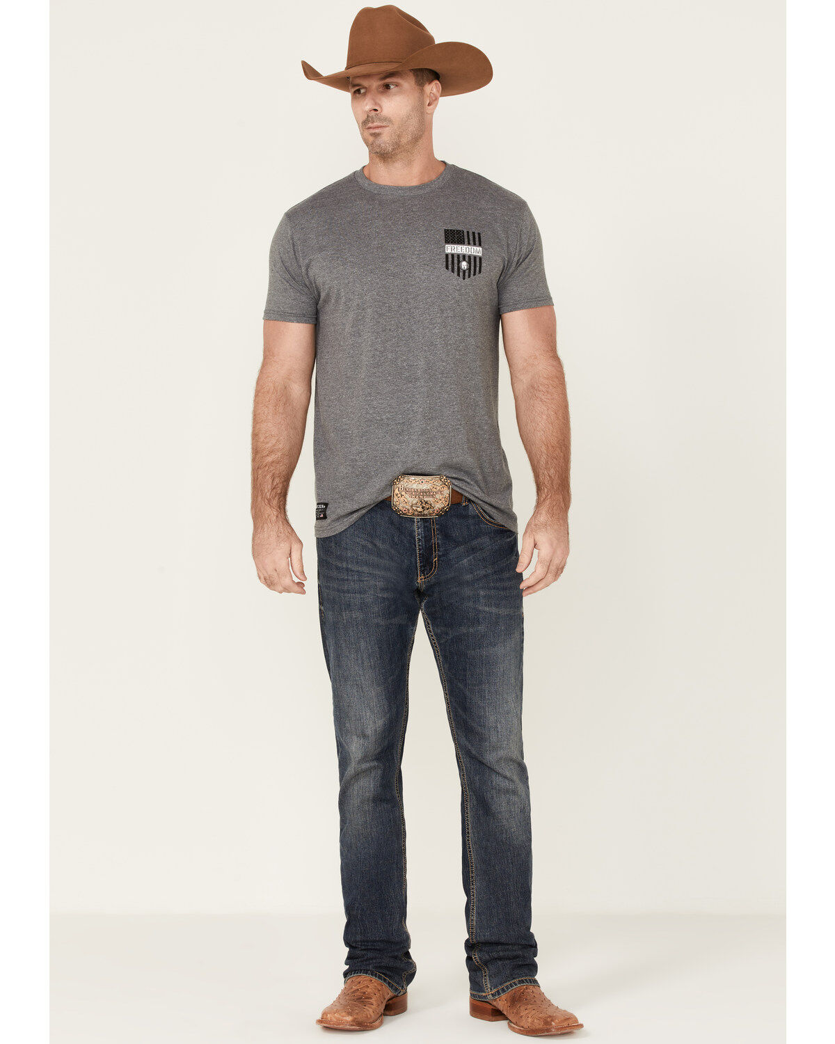 Image #2 - Howitzer Men's Heather Charcoal Freedom Union Graphic Short Sleeve T-Shirt, , hi-res
