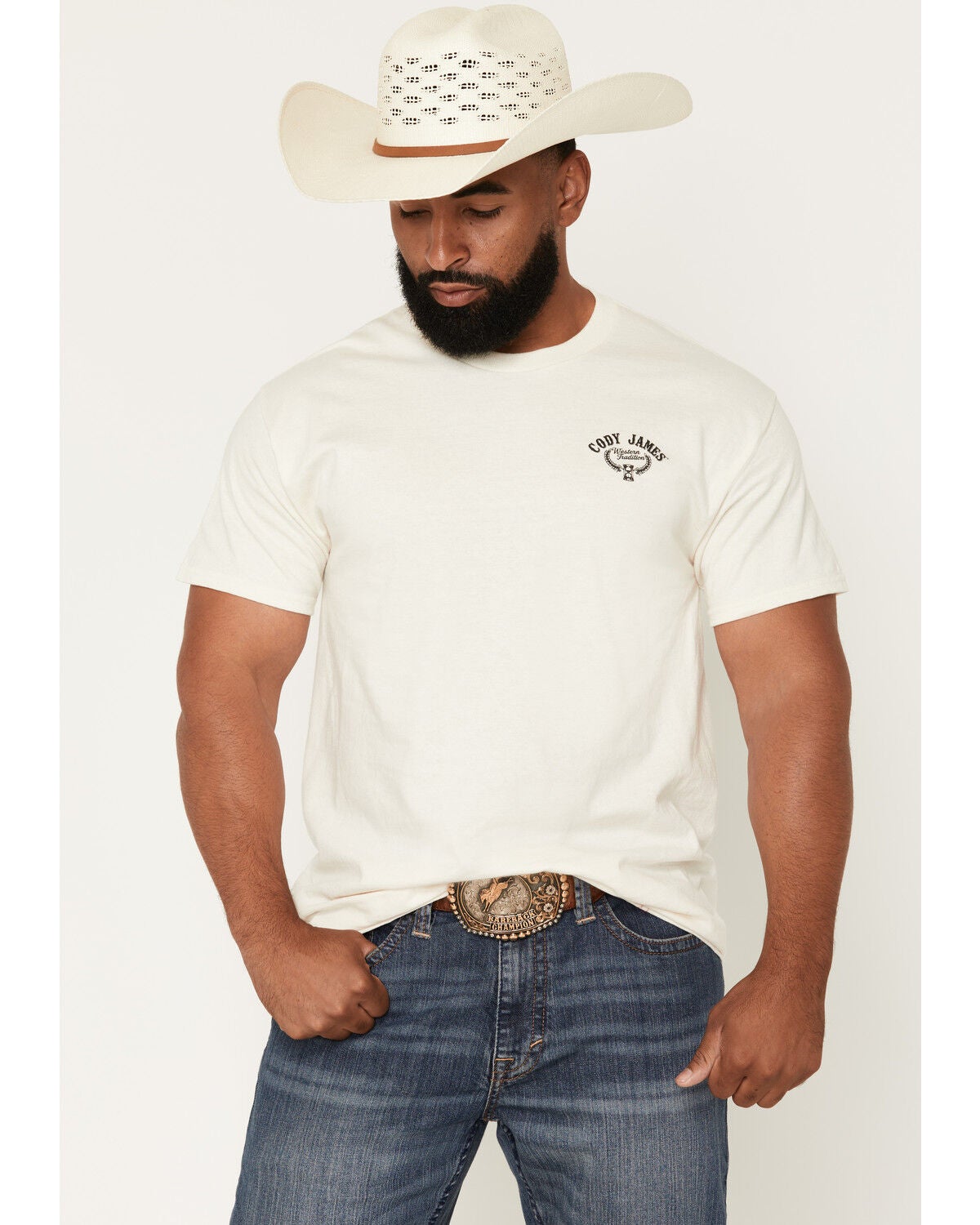 Image #1 - Cody James Men's Backtimes Up Short Sleeve Graphic T-Shirt, Cream, hi-res