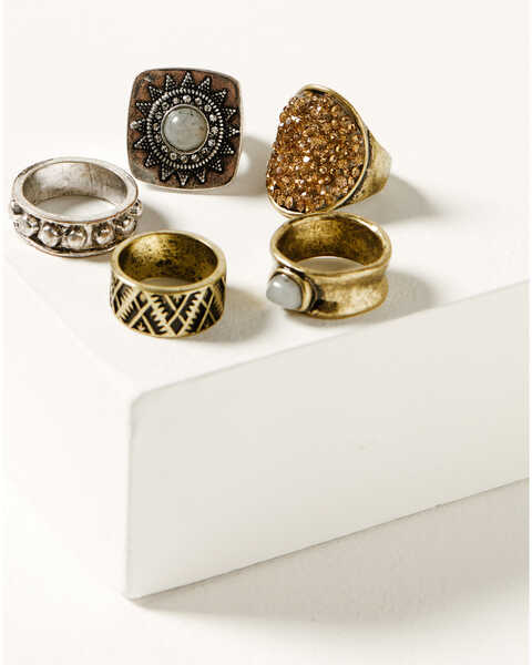 Shyanne Women's Sierra Winter Clustered Stone Ring Set - 5 Piece , Multi, hi-res