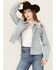 Image #2 - Driftwood Women's Light Wash Embroidered Steer Head Denim Shacket, Light Wash, hi-res