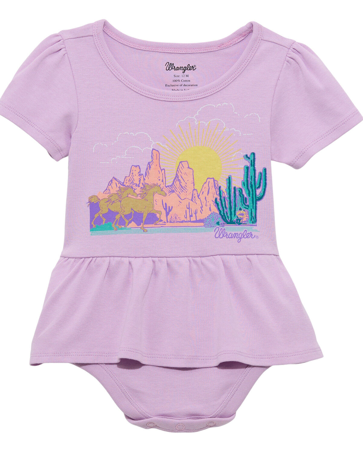 Image #1 - Wrangler Infant Girls' Desert Graphic Onesie, Purple, hi-res