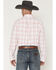 Image #4 - Wrangler Men's Bucking Cancer Plaid Print Long Sleeve Button-Down Western Shirt, Pink, hi-res