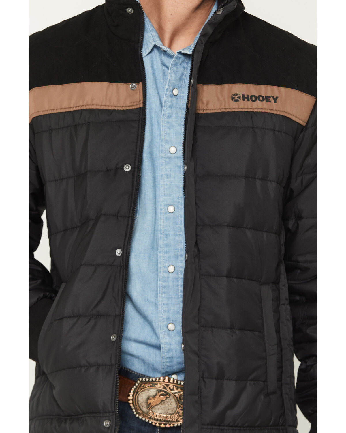 Image #3 - Hooey Men's Banff Packable Puffer Jacket, Black, hi-res