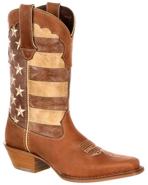 Durango Women's Distressed Flag Western Boots, Brown, hi-res