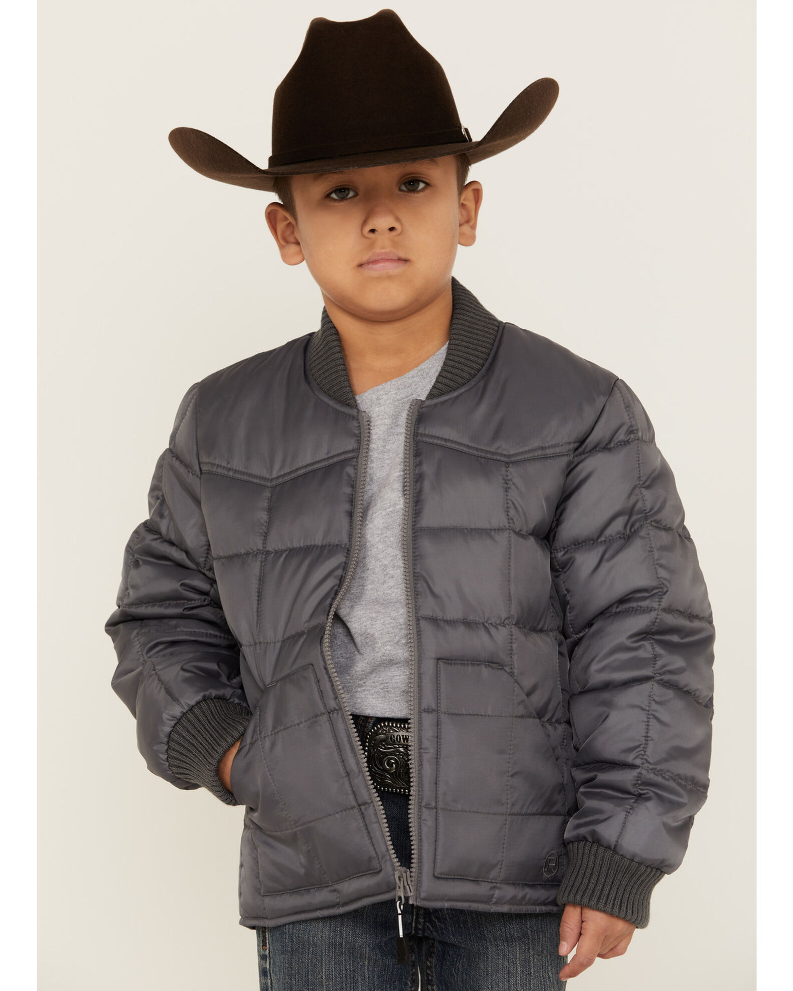 Roper Boys Gray Rangewear Poly Filled Down Jacket Boot Barn