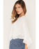 Image #4 - Wild Moss Women's Ruffle Trim Poncho, White, hi-res