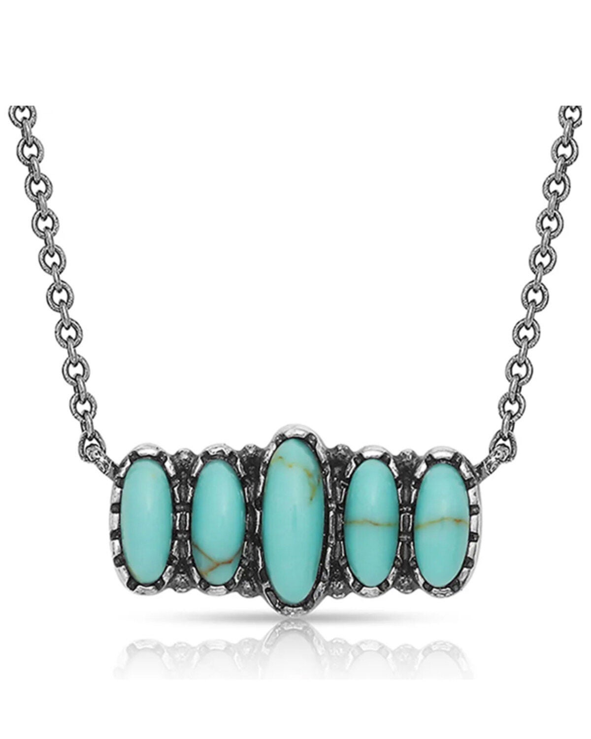 Montana Silversmiths Women's Turquoise Quint Bar Necklace, Silver, hi-res